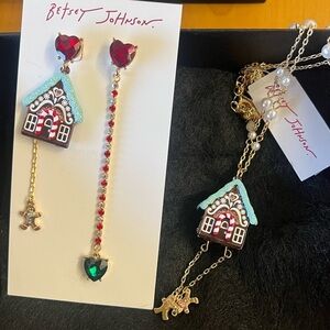 Betsey Johnson Gingerbread Necklace and Earrings Set